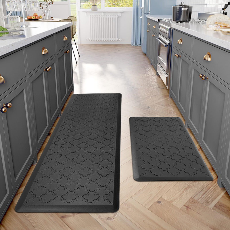 [2 PCS] online Cushioned Anti-Fatigue Kitchen Rug Non Slip Kitchen Mats, Black